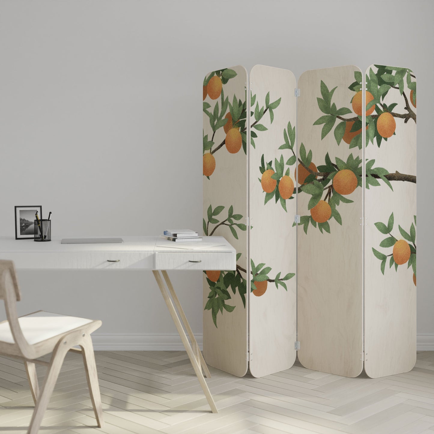 GORGEOUS ORANGE 4-Panel Plywood Room Divider