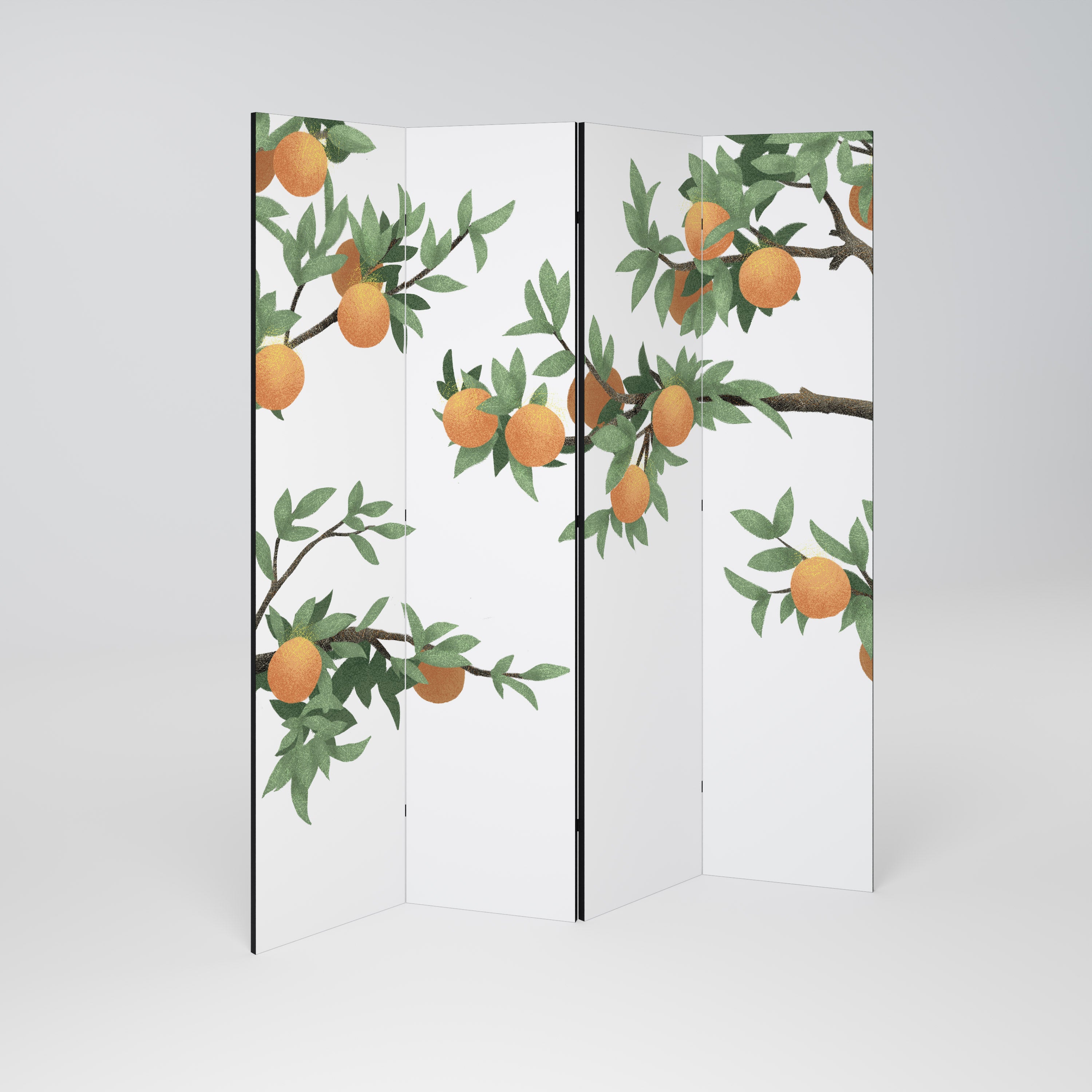 GORGEOUS ORANGE 4-Panel Room Divider