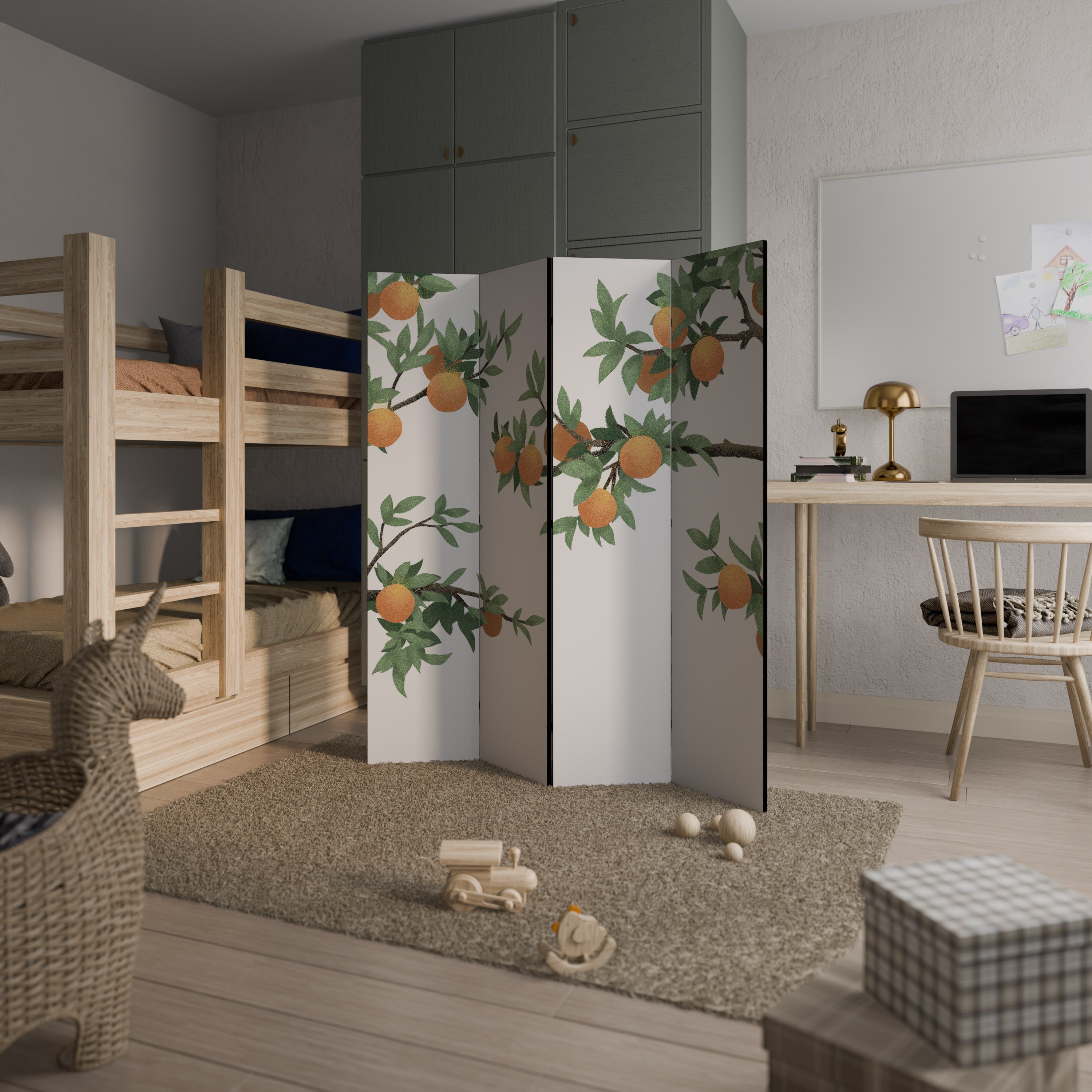 GORGEOUS ORANGE 4-Panel Room Divider