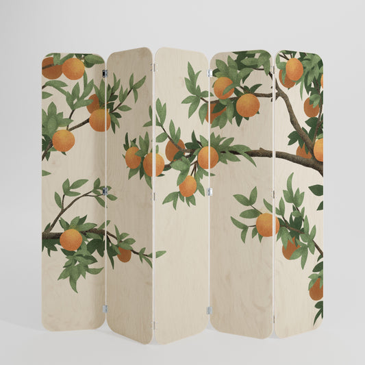 GORGEOUS ORANGE 5-Panel Plywood Room Divider