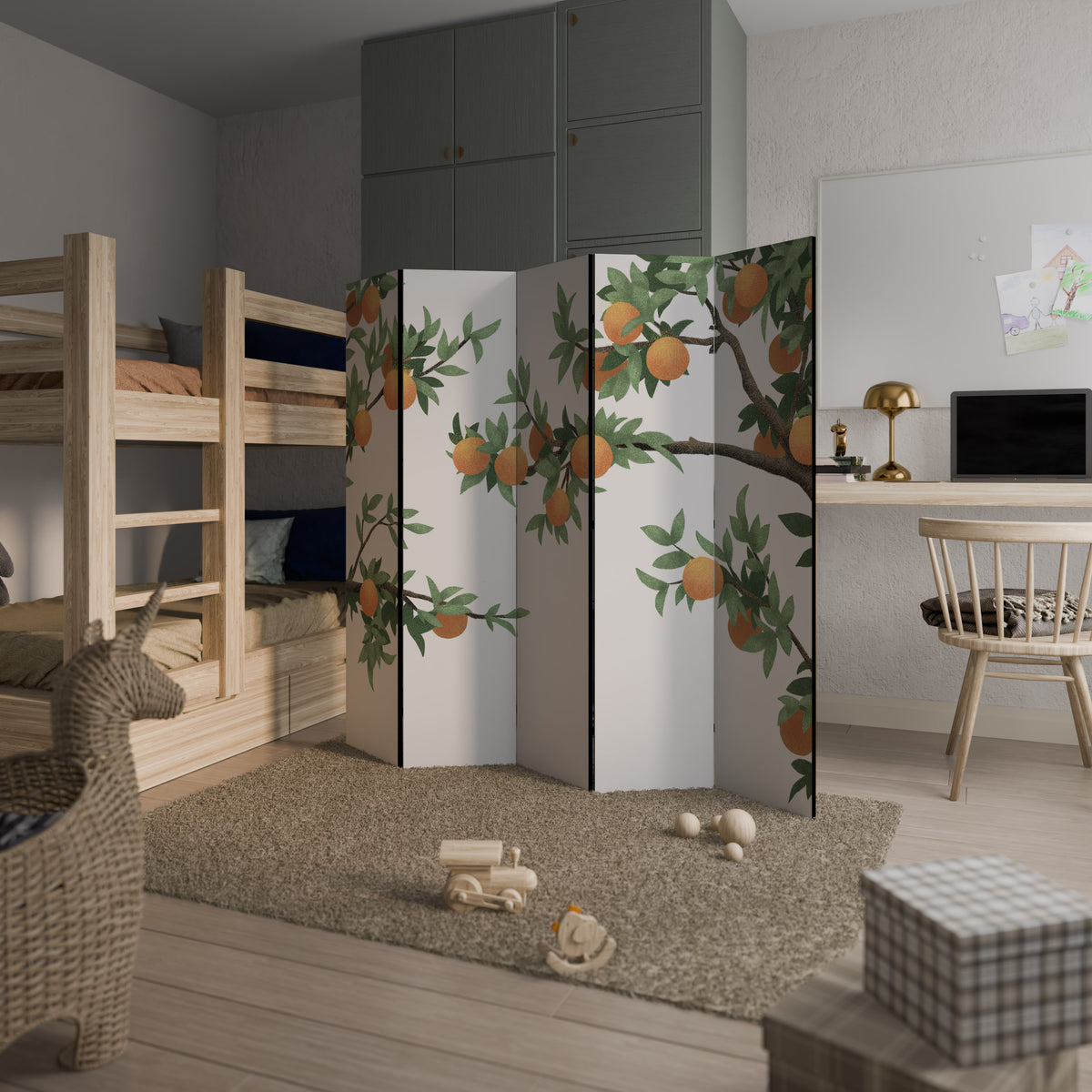 GORGEOUS ORANGE 5-Panel Room Divider