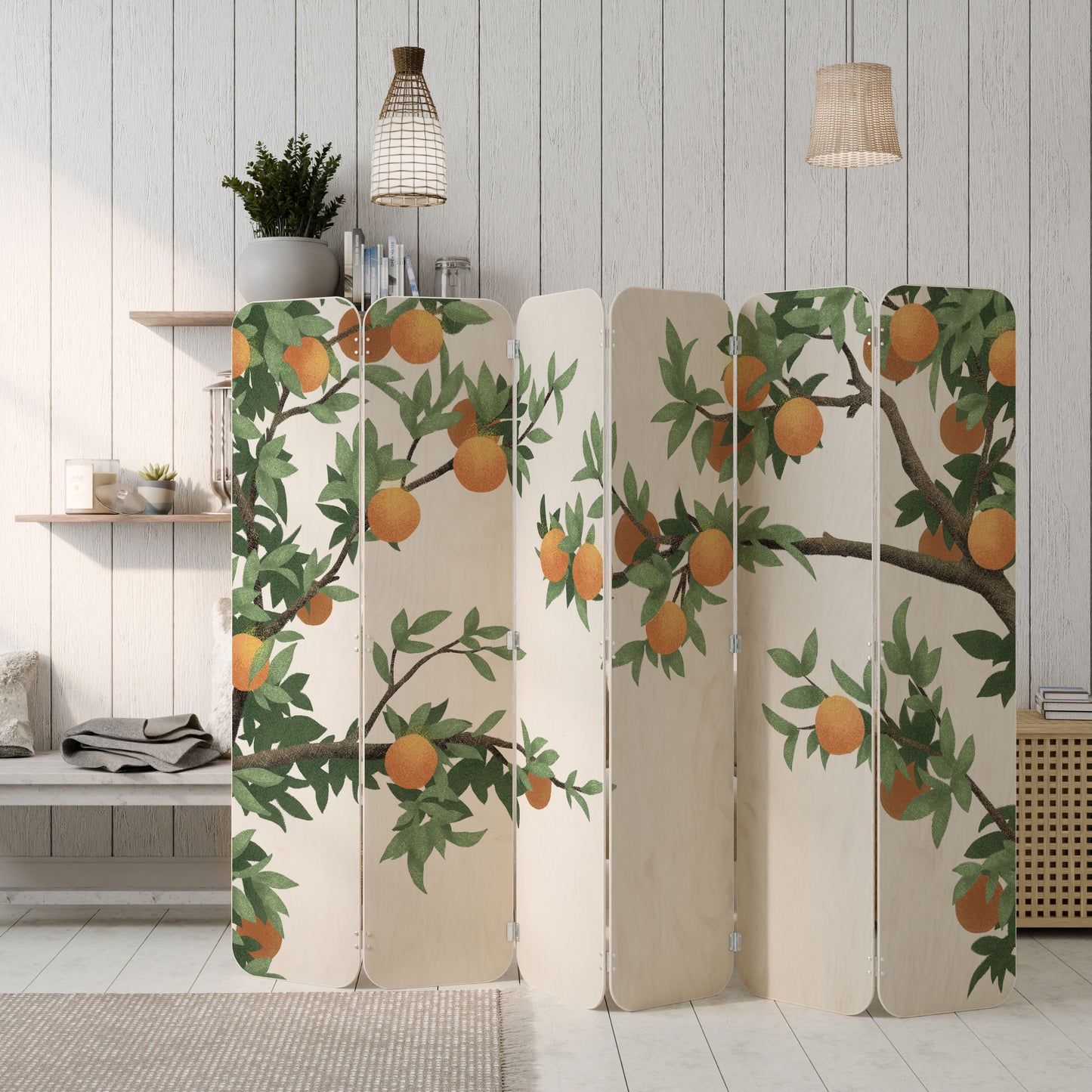 GORGEOUS ORANGE 6-Panel Plywood Room Divider