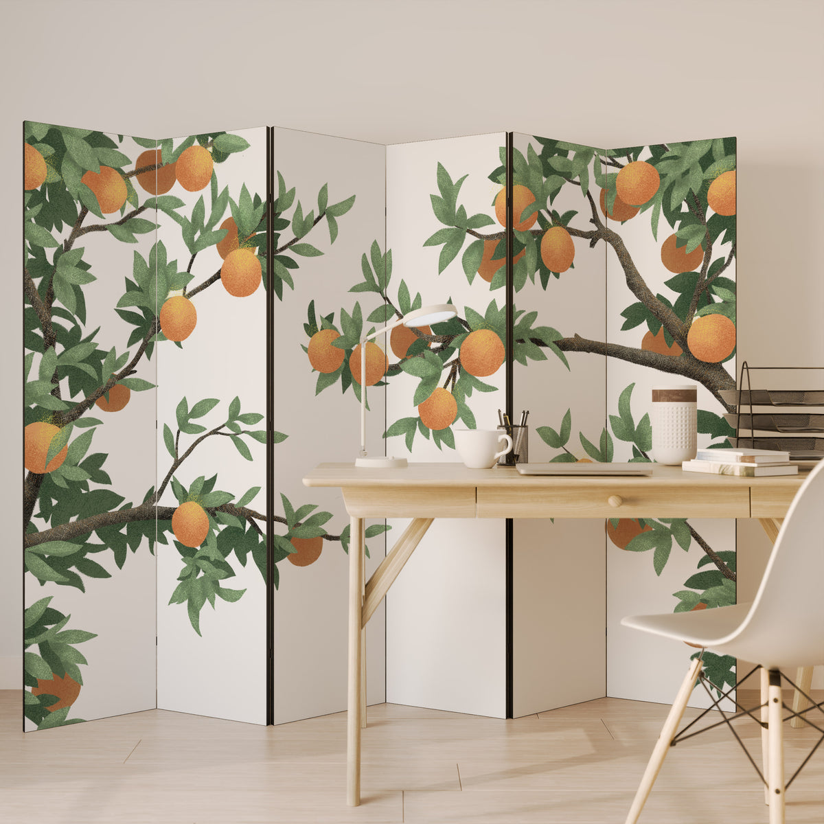 GORGEOUS ORANGE 6-Panel Room Divider