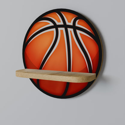 BASKETBALL LUST Round Art Shelf In Oak Effect