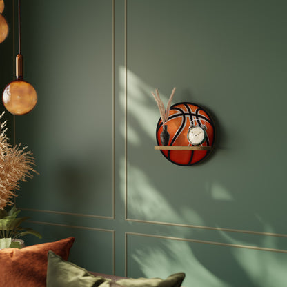 BASKETBALL LUST Round Art Shelf In Oak Effect