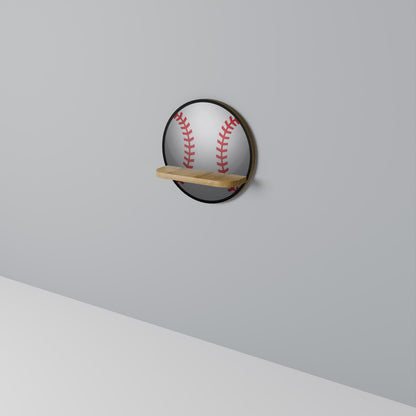 BASEBALL AlLURE Round Art Shelf In Oak Effect