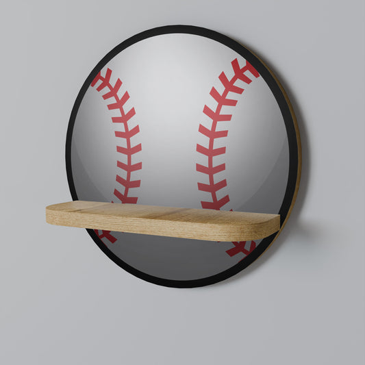 BASEBALL AlLURE Round Art Shelf In Oak Effect