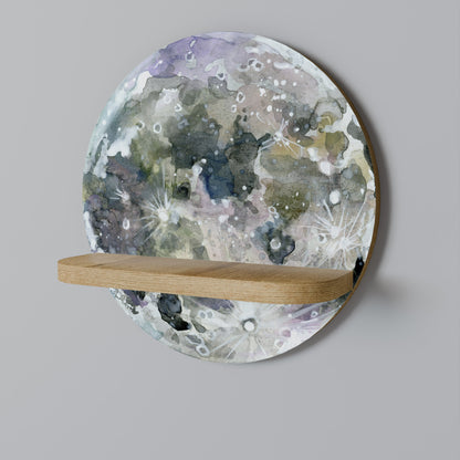 MOON WANDER Round Art Shelf In Oak Effect