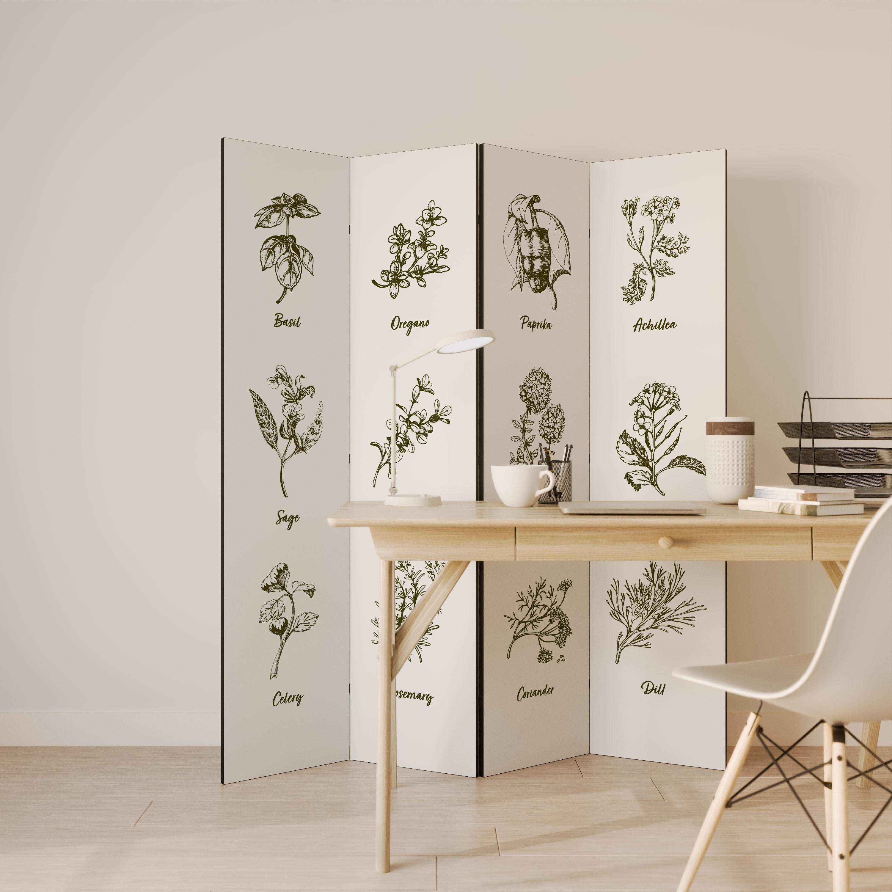 HERBAL FINESSE - ENG 4-Panel Room Divider