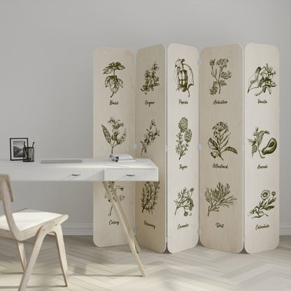 HERBAL FINESSE - ENG 5-Panel Plywood Room Divider