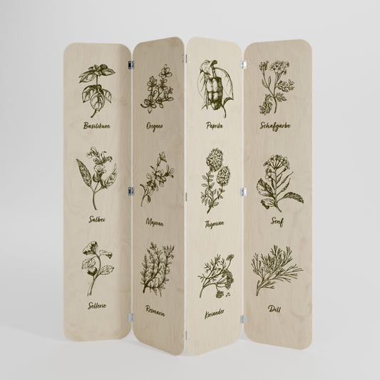 HERBAL FINESSE - DE 4-Panel Plywood Room Divider