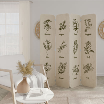 HERBAL FINESSE - DE 4-Panel Plywood Room Divider