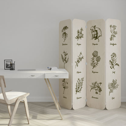 HERBAL FINESSE - DE 4-Panel Plywood Room Divider