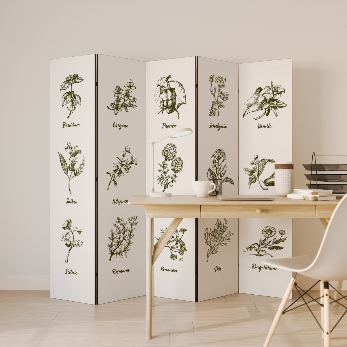 HERBAL FINESSE - DE Dekorativ rumsavdelare – 5 paneler