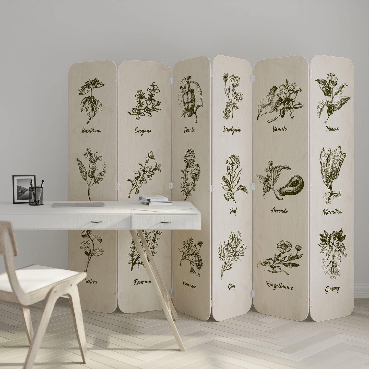 HERBAL FINESSE - DE 6-Panel Plywood Room Divider