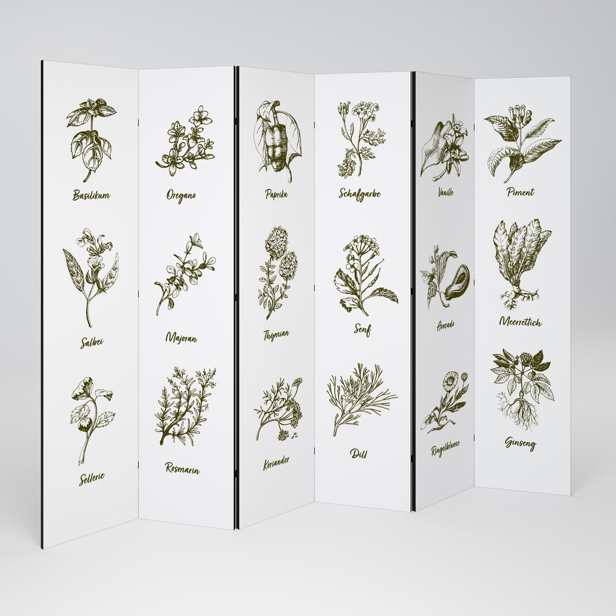 HERBAL FINESSE - DE Biombo de 6 paneles