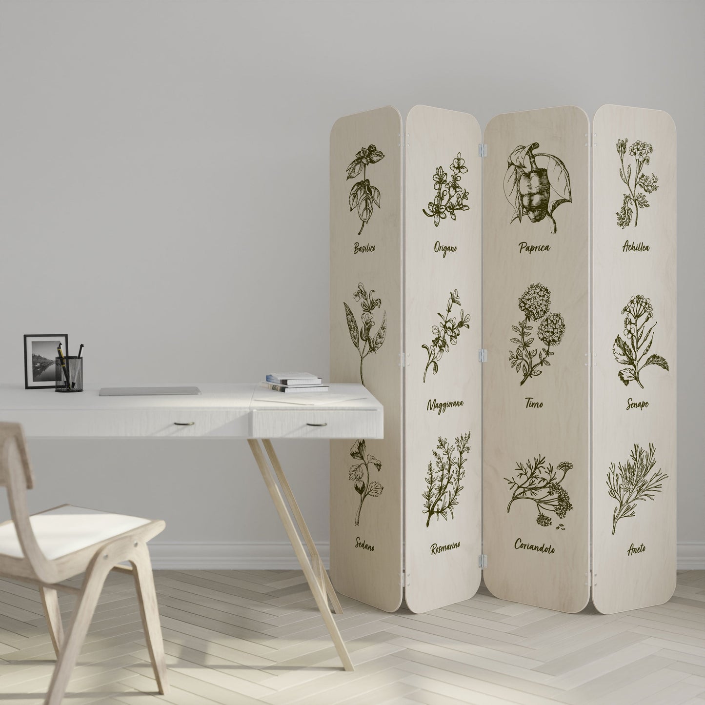 HERBAL FINESSE - IT 4-Panel Plywood Room Divider