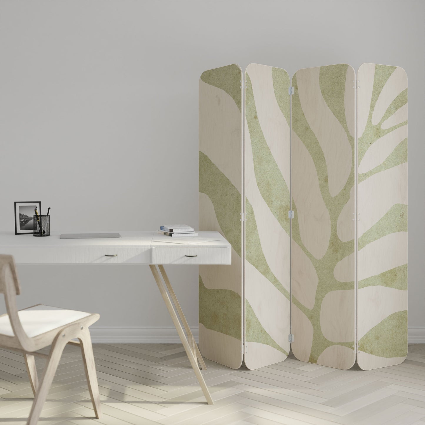 BOTANICAL SPARK 4-Panel Plywood Room Divider