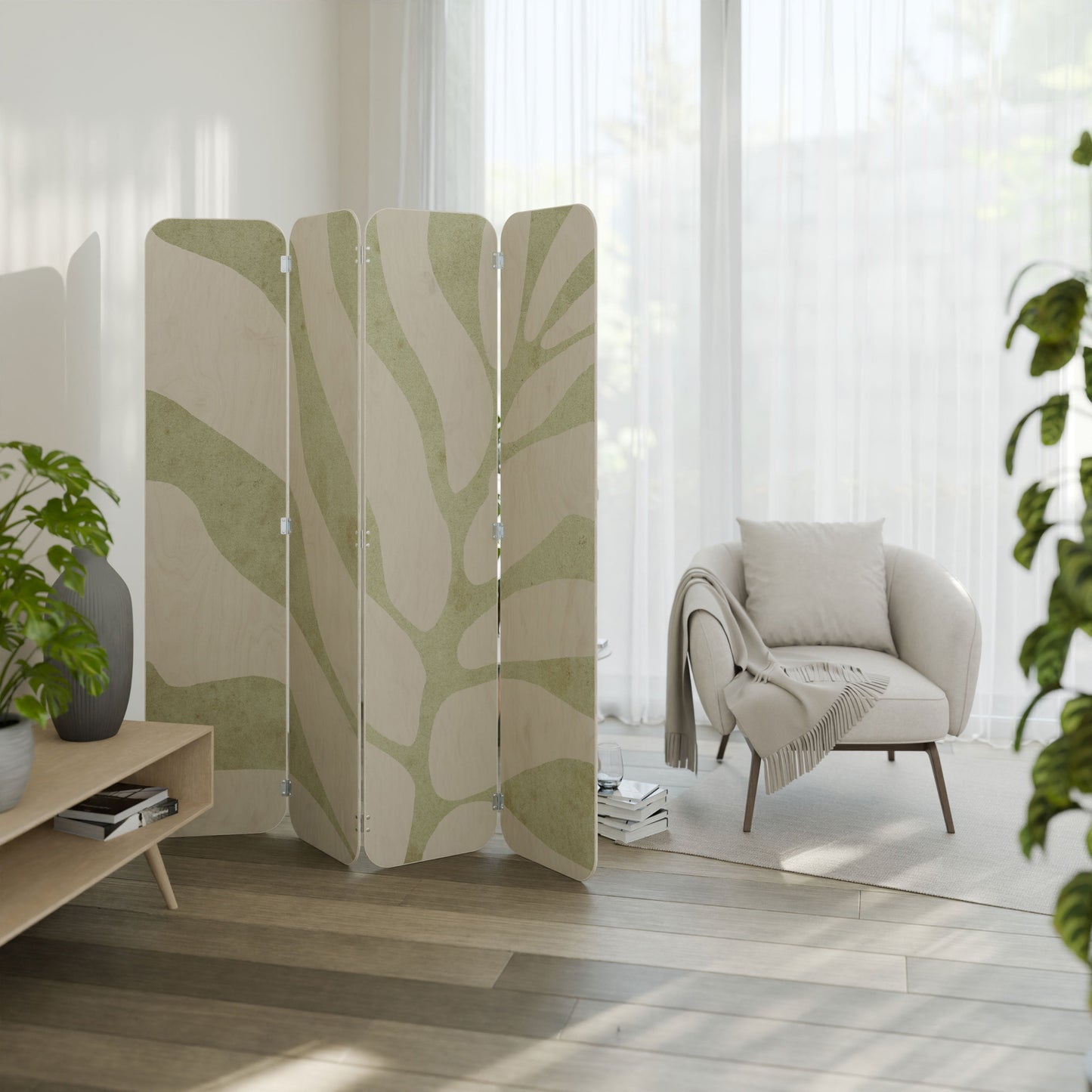 BOTANICAL SPARK 4-Panel Plywood Room Divider