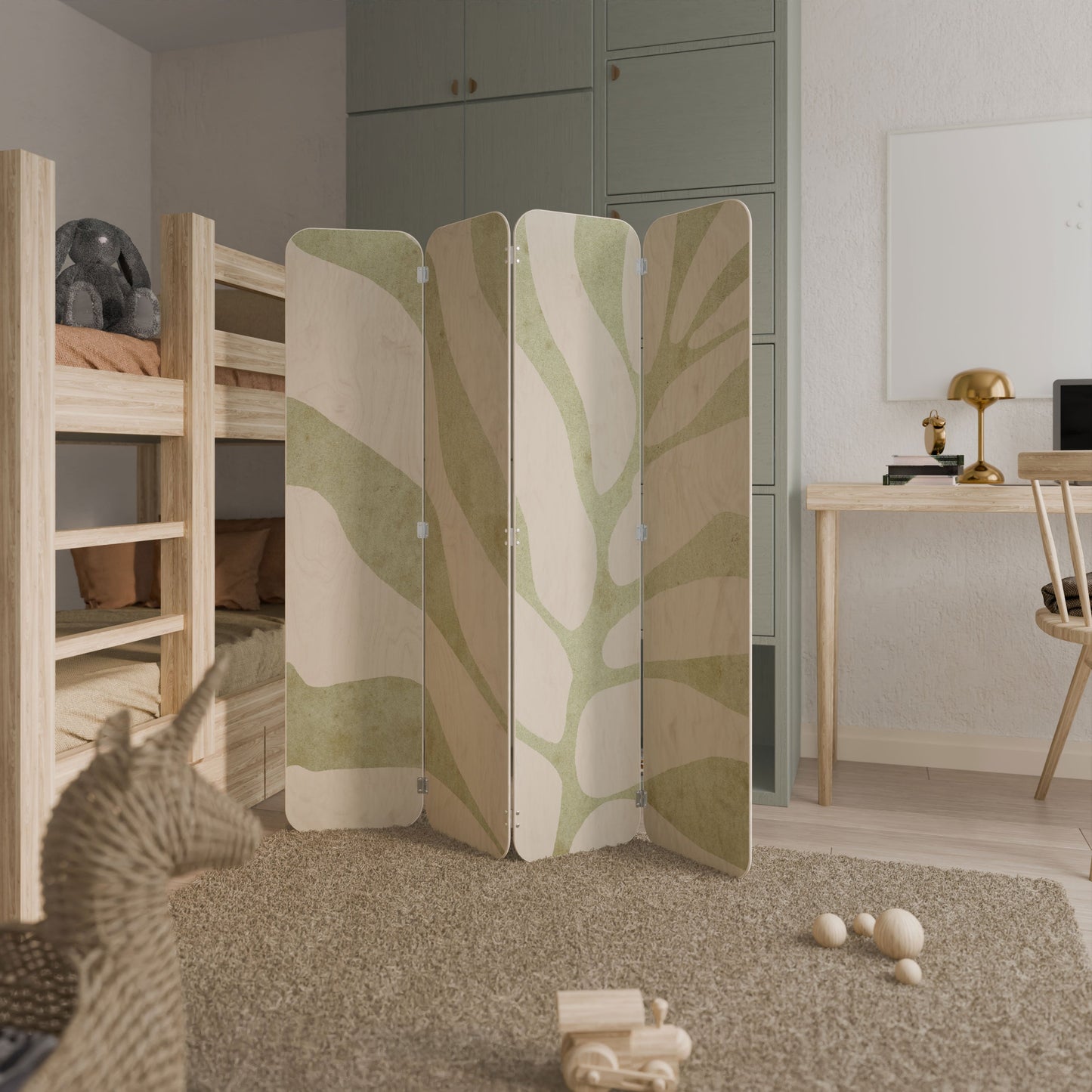 BOTANICAL SPARK 4-Panel Plywood Room Divider