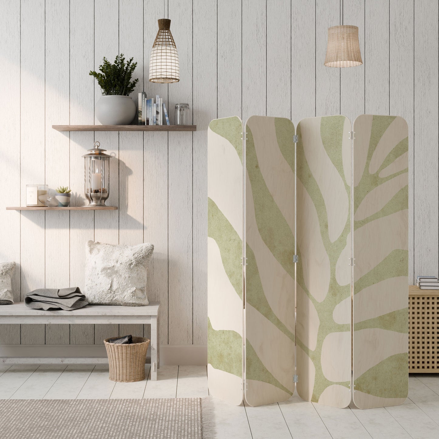 BOTANICAL SPARK 4-Panel Plywood Room Divider