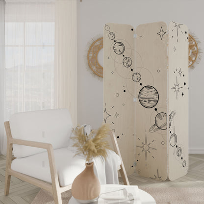 GALAXY OUTLINE 3-Panel Plywood Room Divider