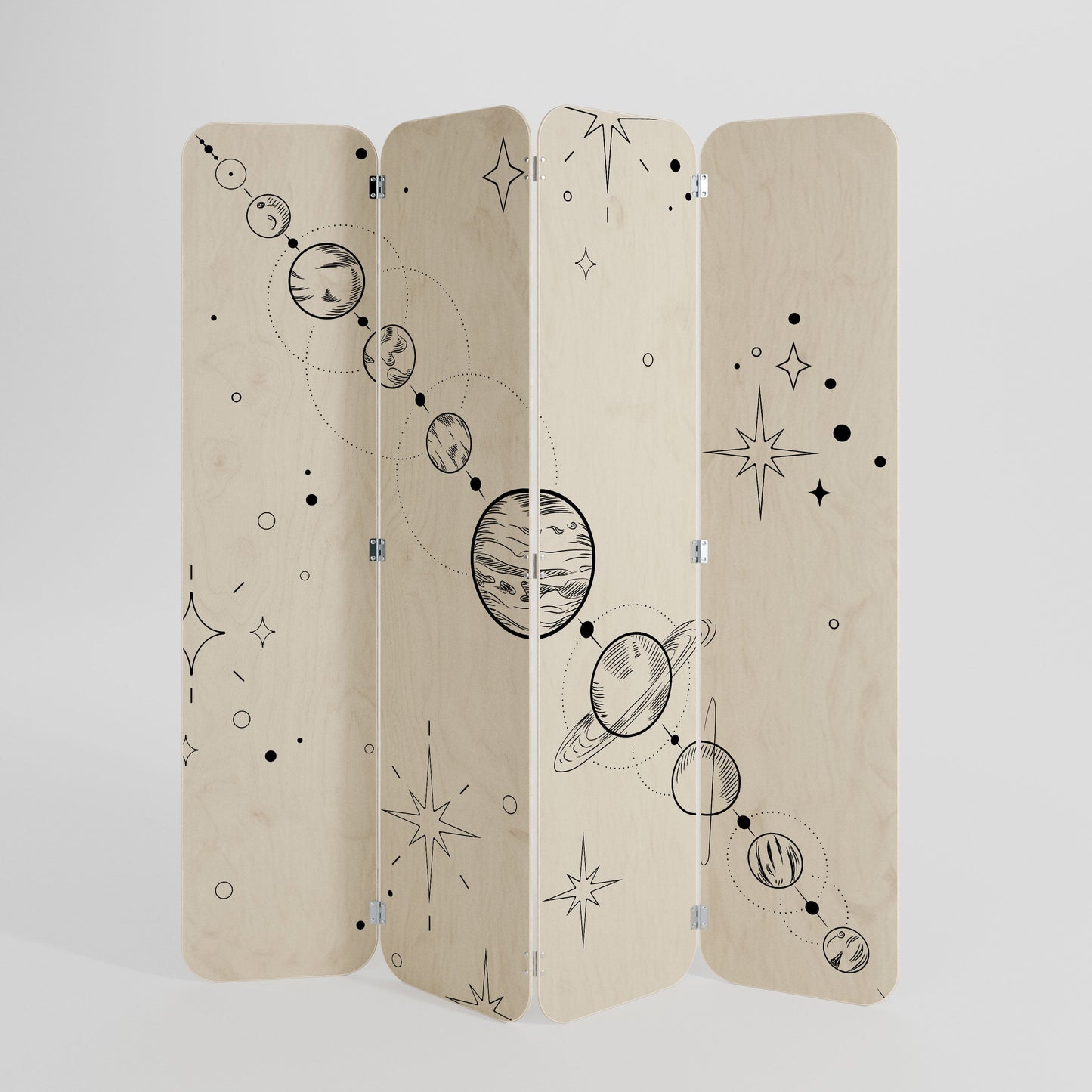 GALAXY OUTLINE 4-Panel Plywood Room Divider