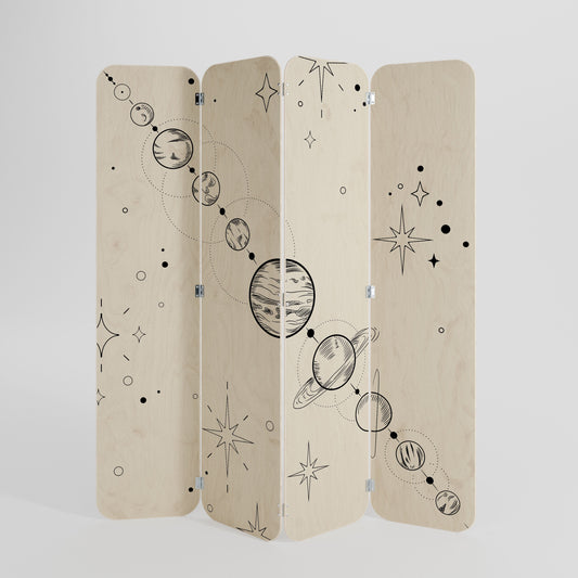 GALAXY OUTLINE 4-Panel Plywood Room Divider