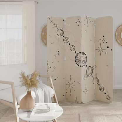 GALAXY OUTLINE 4-Panel Plywood Room Divider