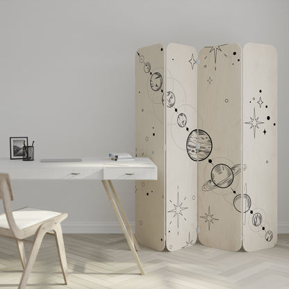 GALAXY OUTLINE 4-Panel Plywood Room Divider