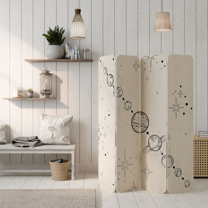 GALAXY OUTLINE 4-Panel Plywood Room Divider