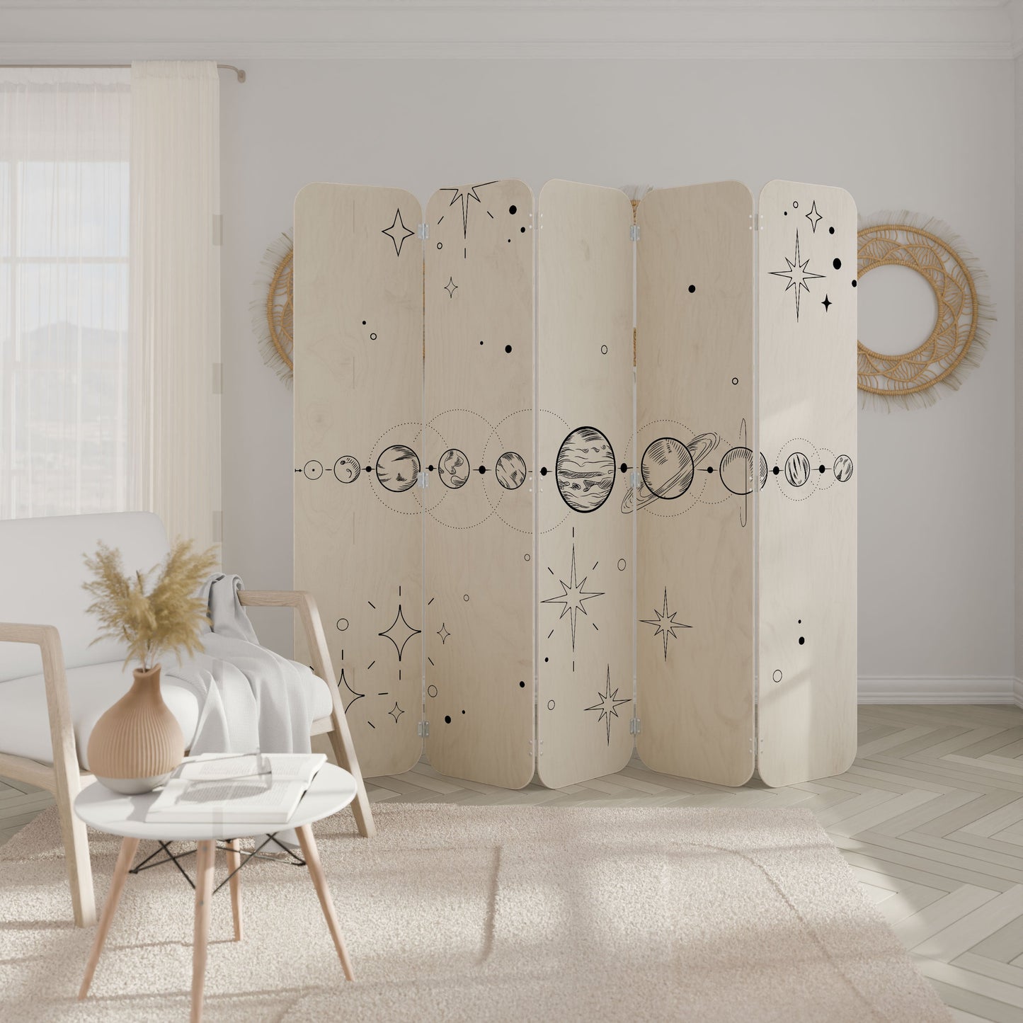 GALAXY OUTLINE 5-Panel Plywood Room Divider