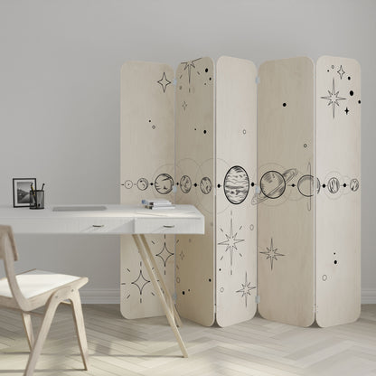 GALAXY OUTLINE 5-Panel Plywood Room Divider