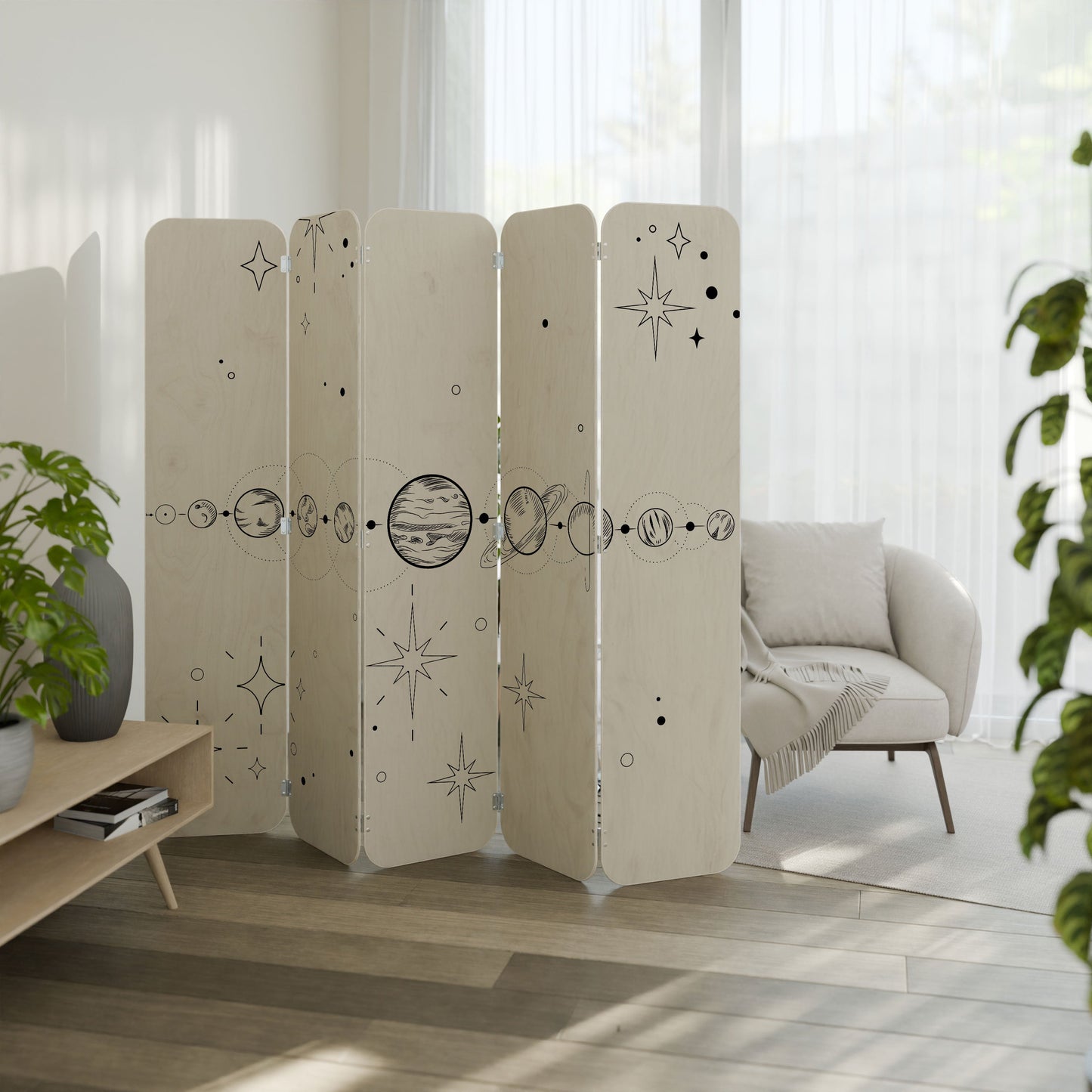 GALAXY OUTLINE 5-Panel Plywood Room Divider