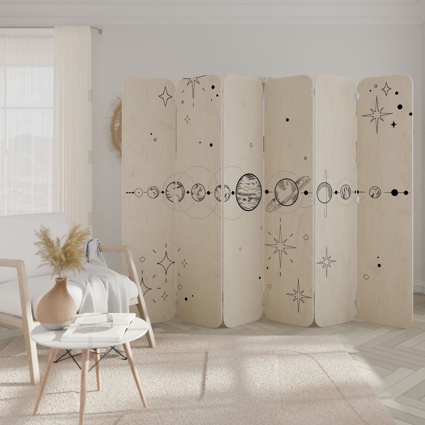 GALAXY OUTLINE 6-Panel Plywood Room Divider