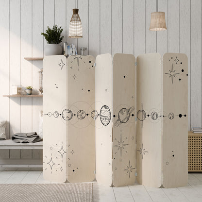 GALAXY OUTLINE 6-Panel Plywood Room Divider