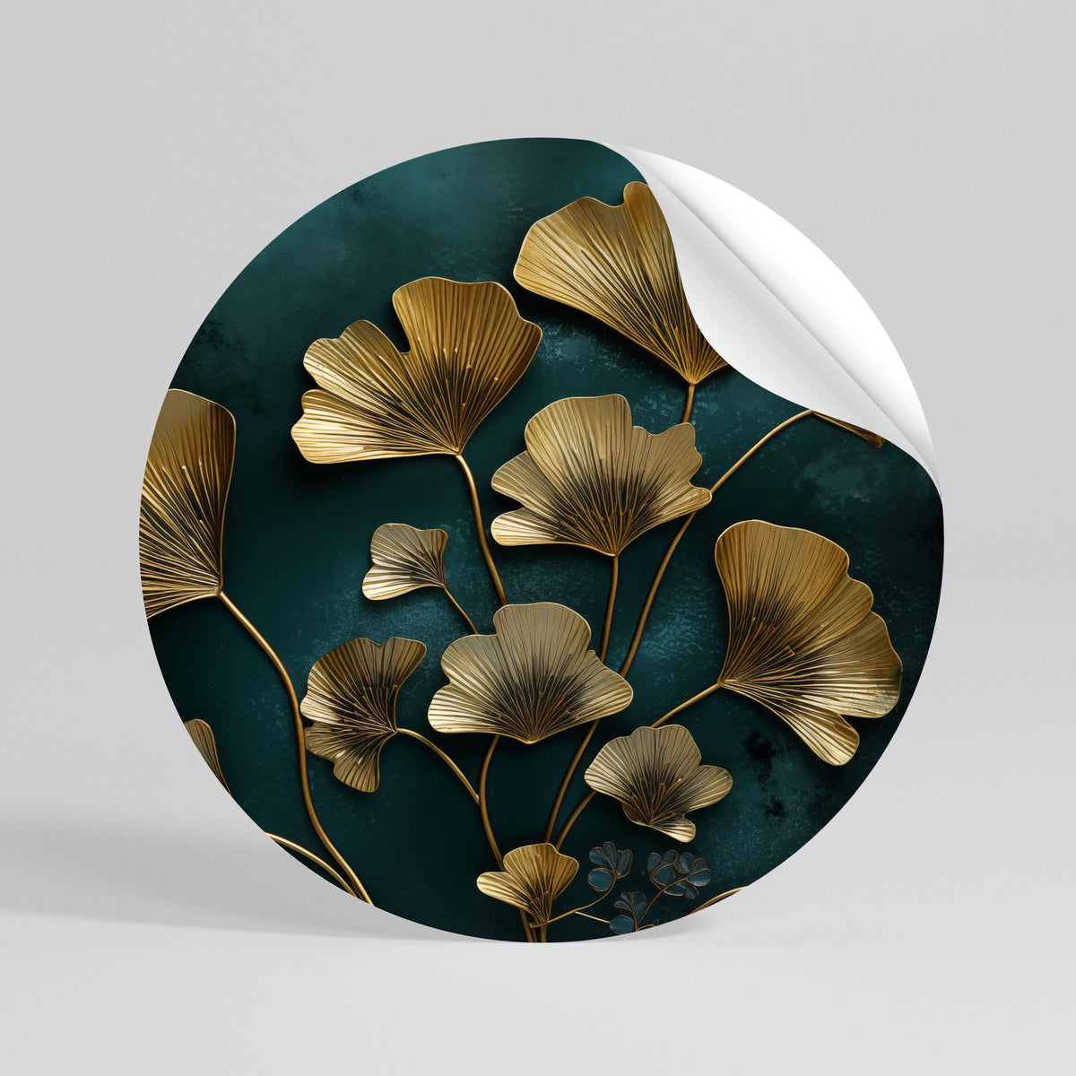 GOLDEN FLORA FANTASY Runder Wandsticker zum Abziehen und Aufkleben