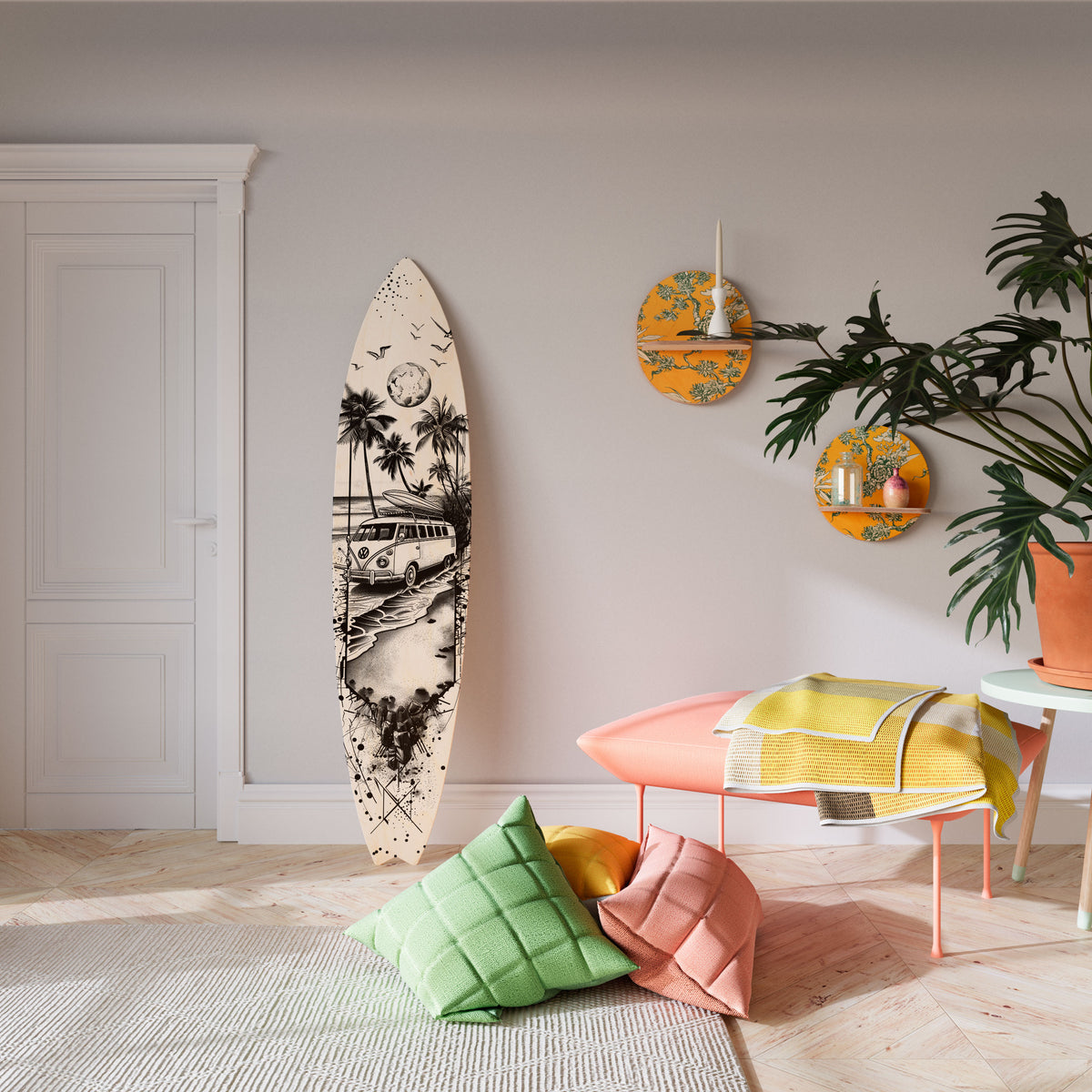 TRIPPY MEMORY Painel Decorativo Prancha de Surf