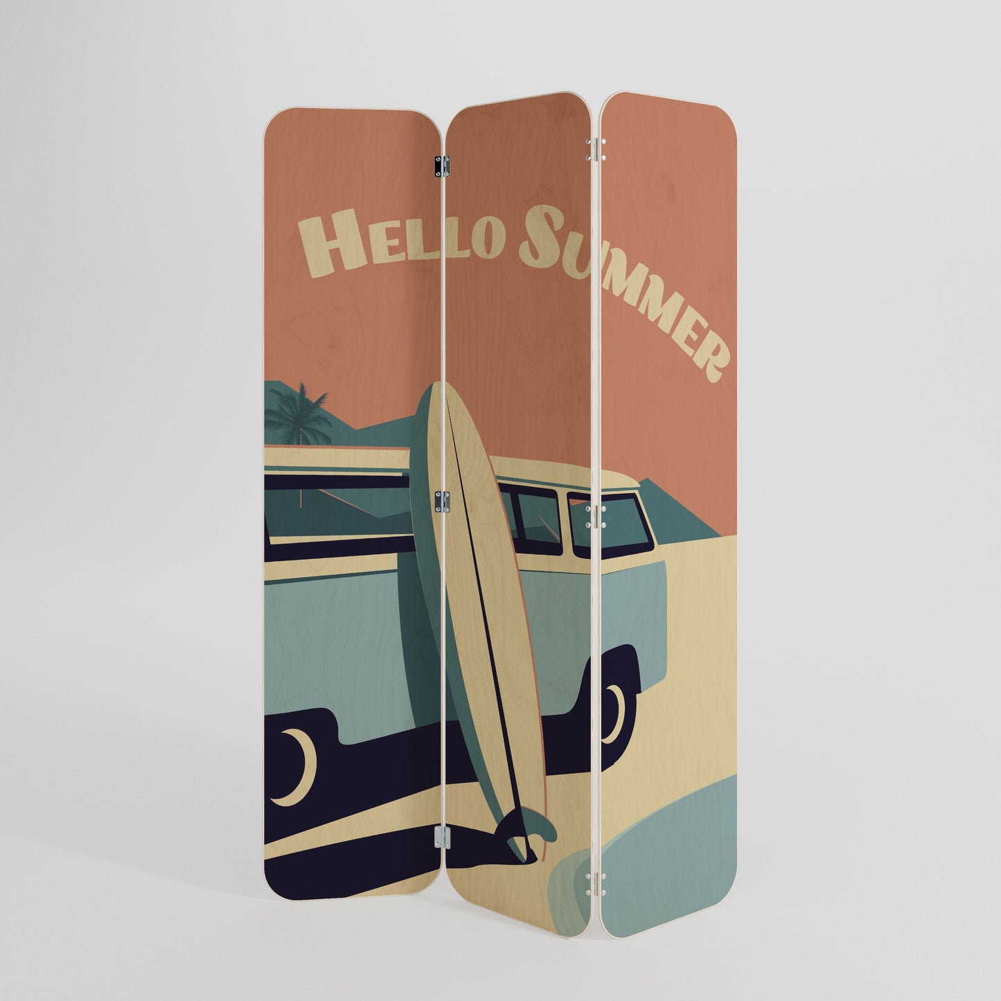 HELLO SUMMER 3-Panel Plywood Room Divider