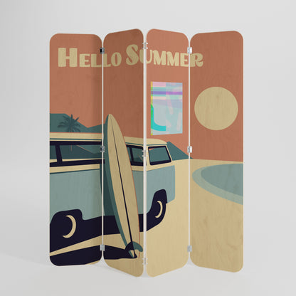 HELLO SUMMER 4-Panel Plywood Room Divider