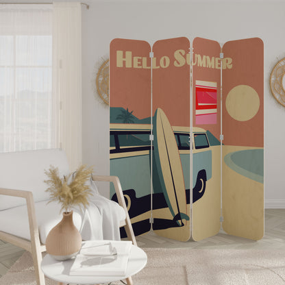 HELLO SUMMER 4-Panel Plywood Room Divider