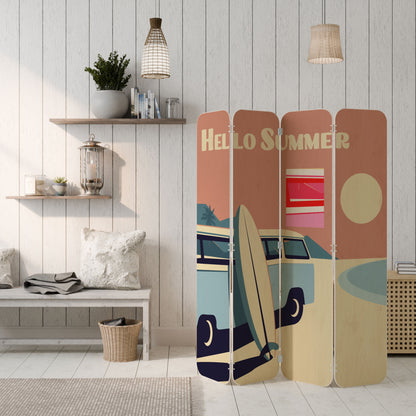 HELLO SUMMER 4-Panel Plywood Room Divider