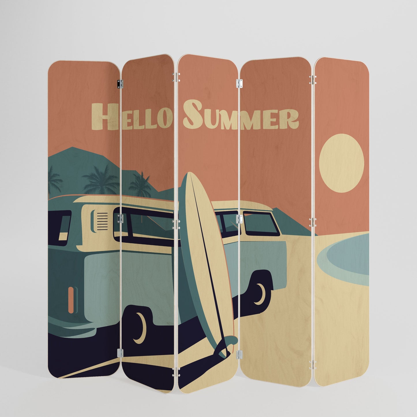 HELLO SUMMER 5-Panel Plywood Room Divider