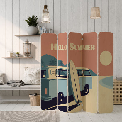 HELLO SUMMER 5-Panel Plywood Room Divider