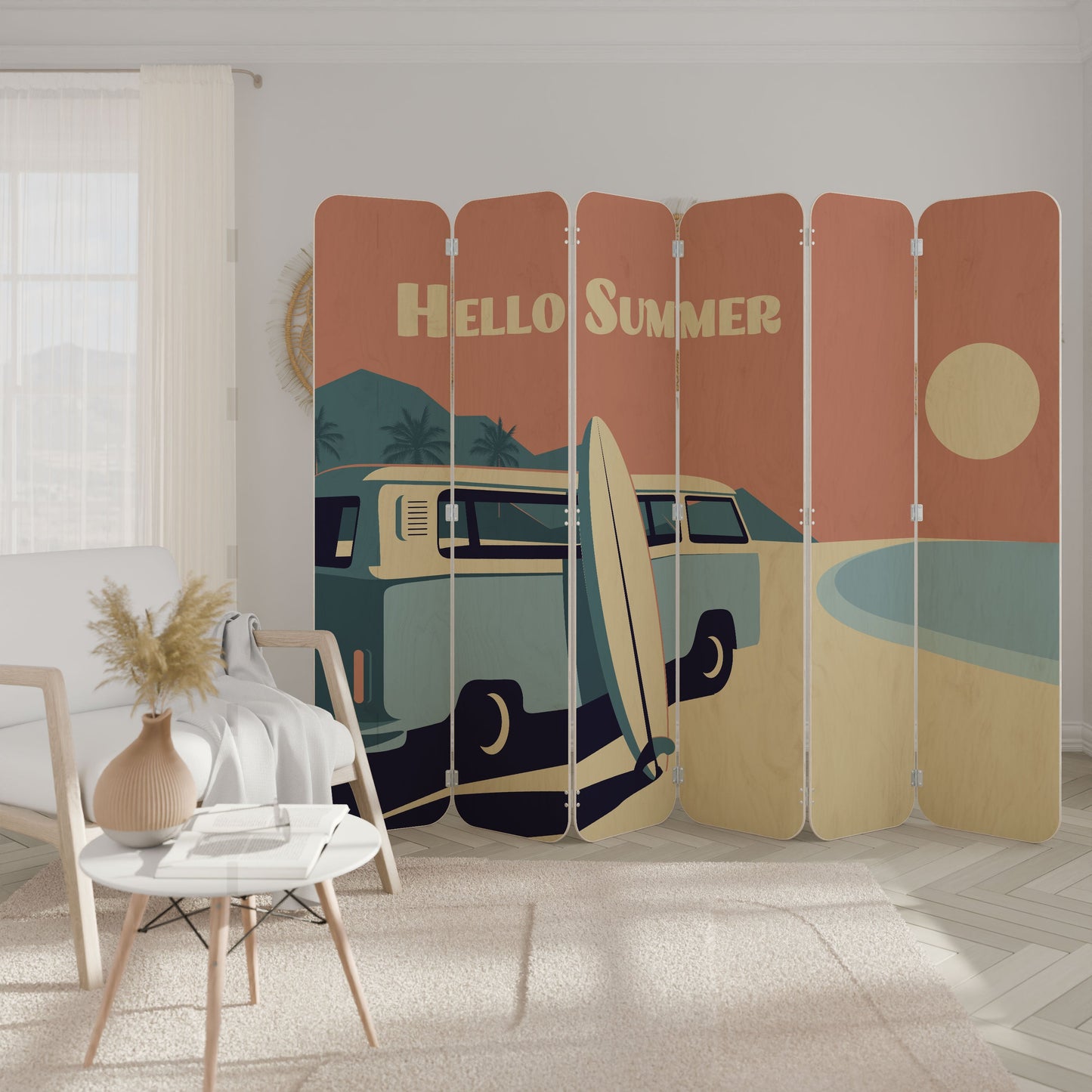 HELLO SUMMER 6-Panel Plywood Room Divider