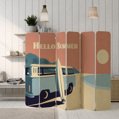 HELLO SUMMER 6-Panel Plywood Room Divider