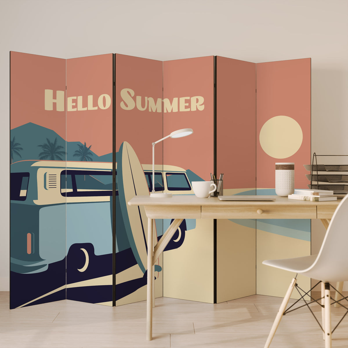HELLO SUMMER Biombo de 6 paneles