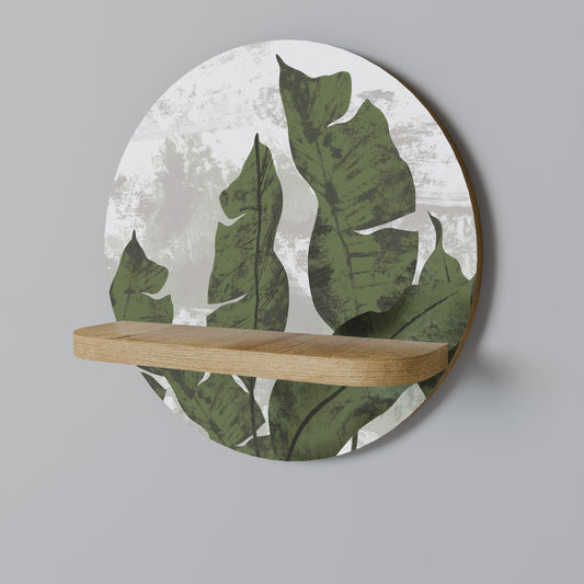 LEAF ECHO Round Art Shelf In Oak Effect