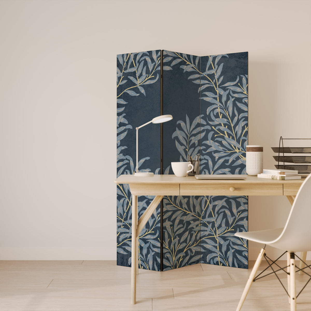 BLUE LEAVES 3-teiliger Paravent