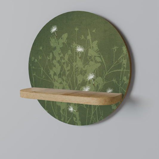 DANDELION HOLD Round Art Shelf In Oak Effect